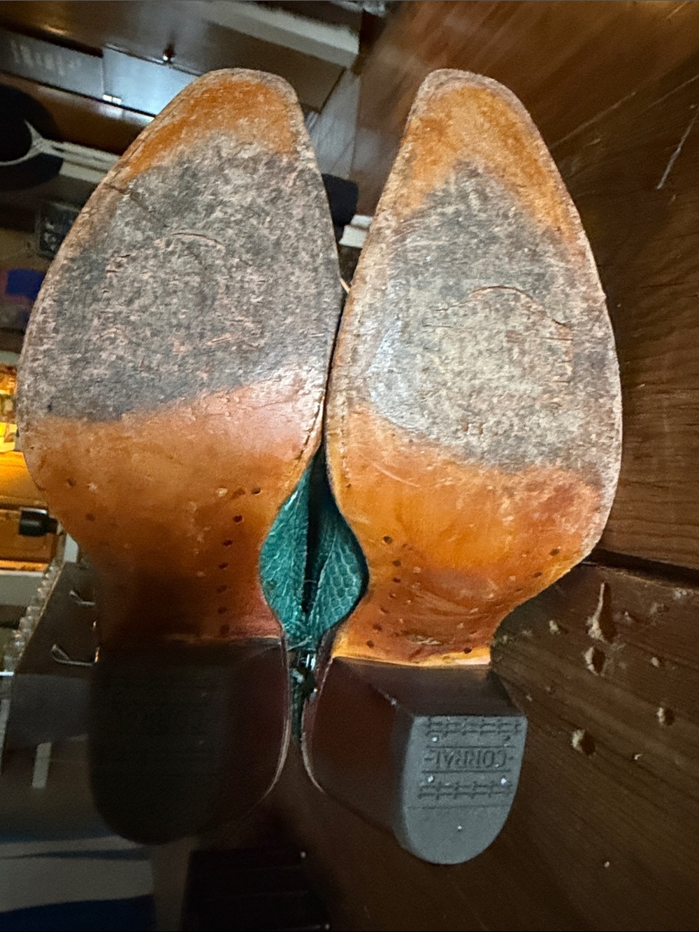 Corral Turquoise Snakeskin Western Heel Boots - Picture 7 of 7
